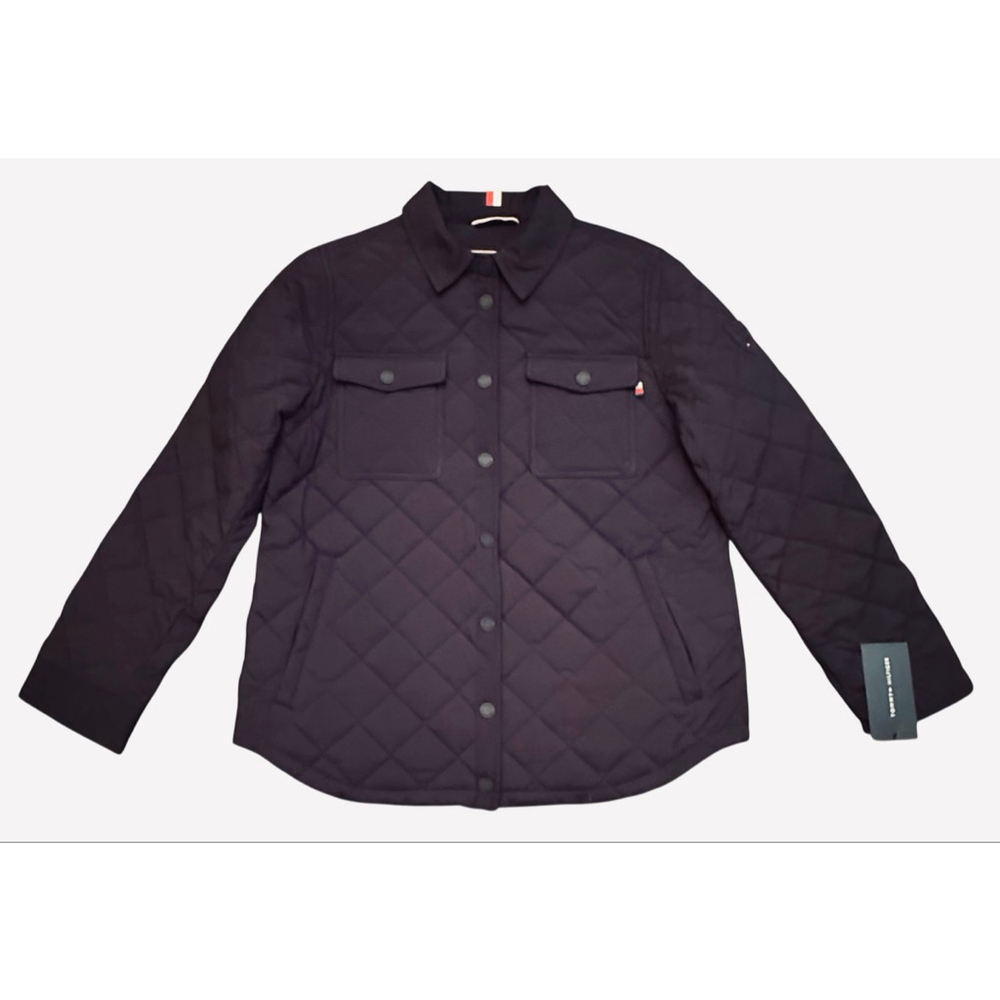 NWT Women's Tommy Hilfiger Quilted Shacket L Black - Picture 2 of 14